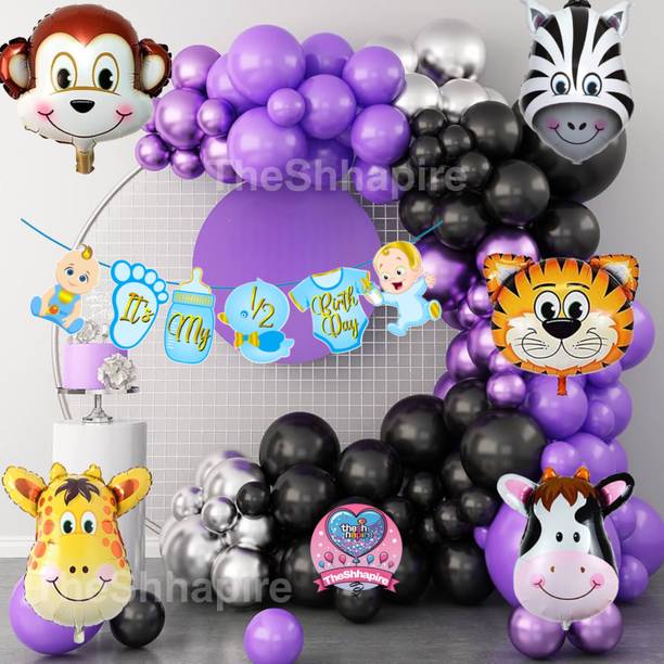 THESHHAPIRE Half Birthday Jungle Theme Party Decoration Balloon For Kids