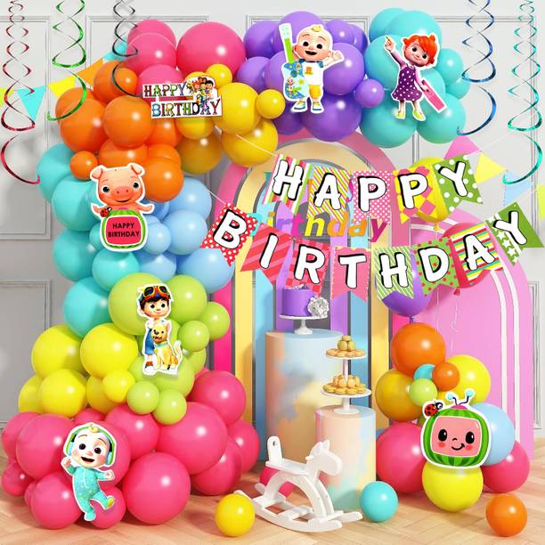 Rozi Decoration Cocomelon Theme Birthday Decoration Items for Kids Birthday Decoration