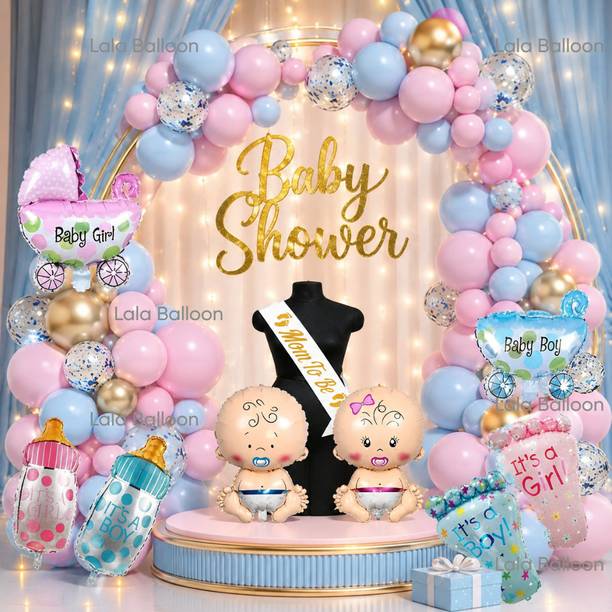 Inispire2Fashion Baby Shower Decoration kit items Combo for Decor with Sash & Balloon