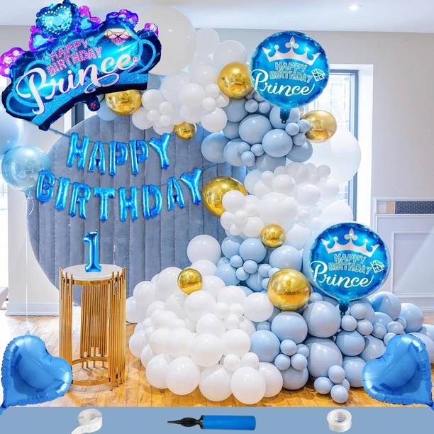 Crazykart Prince Crown Theme First 1st Birthday Decoration Kit For Boys Party Decoration