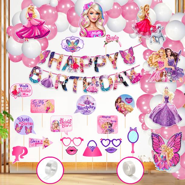 ZYOZI Barby Princess Birthday Decorations - Banner,CardStock,Photo Booth (Pack Of 51)