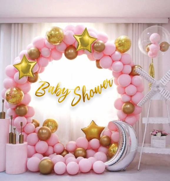 PBBS Baby Shower Decoration Kit Pink Gold balloons Combo Baby Shower decorations
