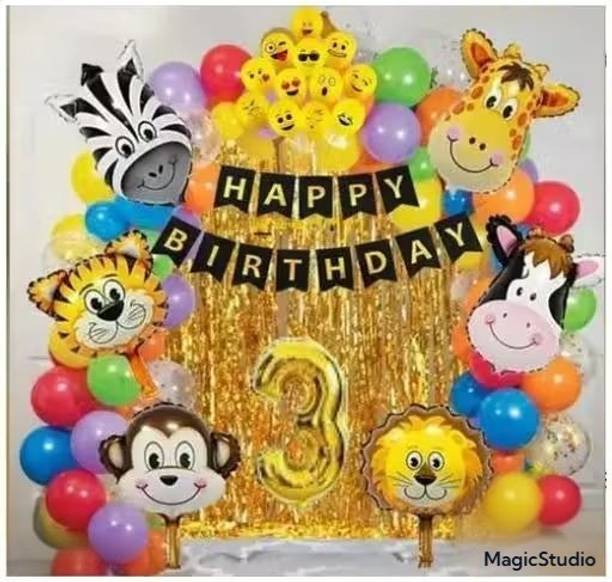 HERDEM 3RD BIRTHDAY DECORATION , JUNGLE THEME DECORATION.