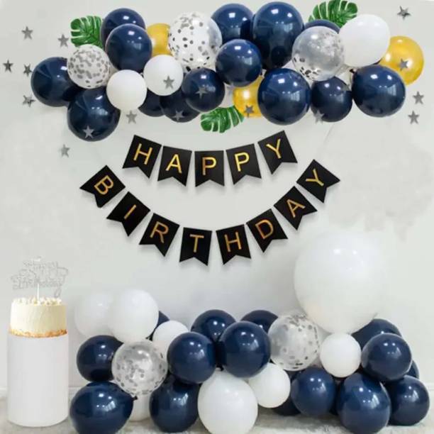 Zebra finch White and Blue Birthday Decoration kit