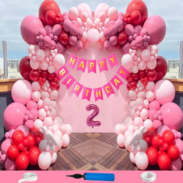 Crazykart Second 2nd Happy Birthday Decoration Kit Combo For Party Decoration Item Balloon