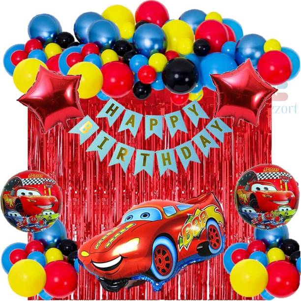 पार्टी मिडलिंकर्ज़ Cars Birthday Party Decoration – Combo Pack of 48 Pcs theme decoration items