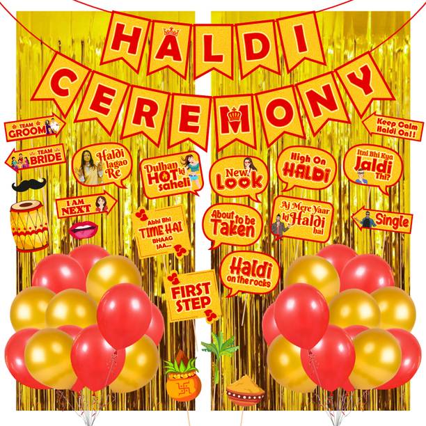 ZYOZI Haldi Props for Photoshoot,Haldi Decoration for Wedding,Haldi Ceremony Banner