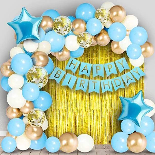 Acril Printed Happy Birthday Decoration kit Combo - 64 pcs for Birthday Decor