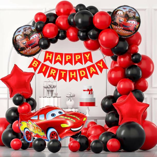 ZAMBOOREE Printed Car Theme Birthday Decorations Items for Boys, Girls, Kids Birthday Decoration Balloon