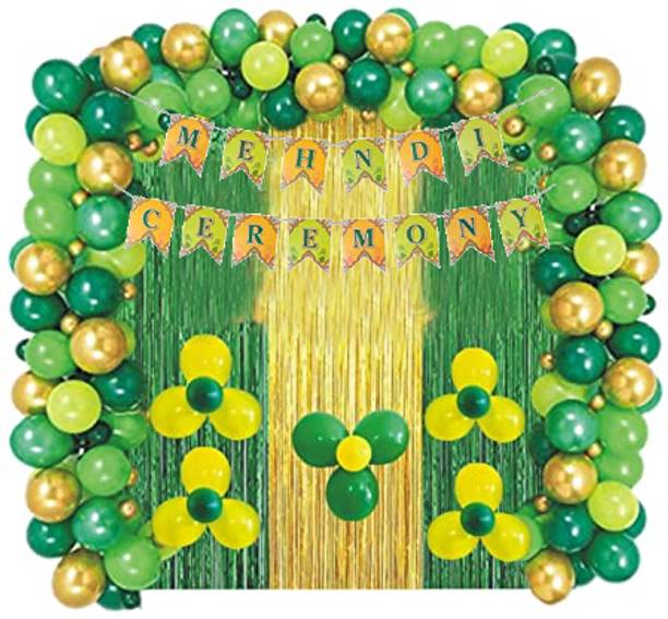 groovy dudz Haldi Mehndi Ceremony Decoration Kit Balloon (Yellow Green, Pack of 50)