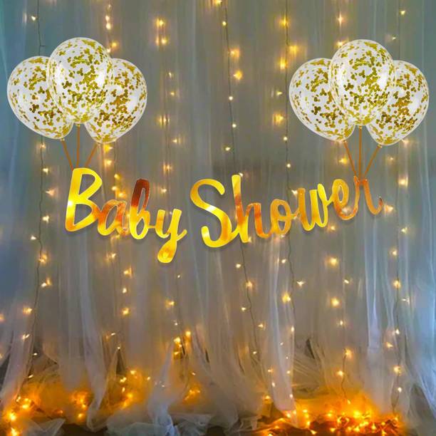 Party Propz Baby Shower Party Decoration Kit Combo With Fairy Led Light Set - 10Pcs Baby Shower Decoration Items For Gender Reveal Party Decoration