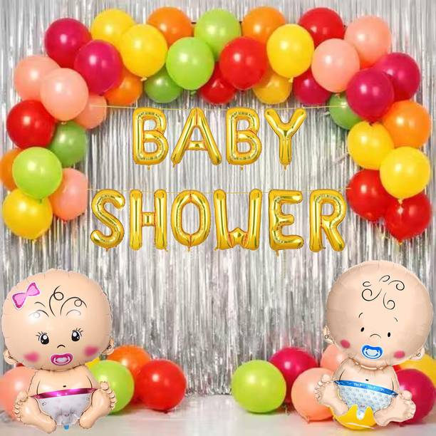 Floroom Baby Shower Decoration Combo Set with 50 Multicolor Balloon-Party Decoration Kit