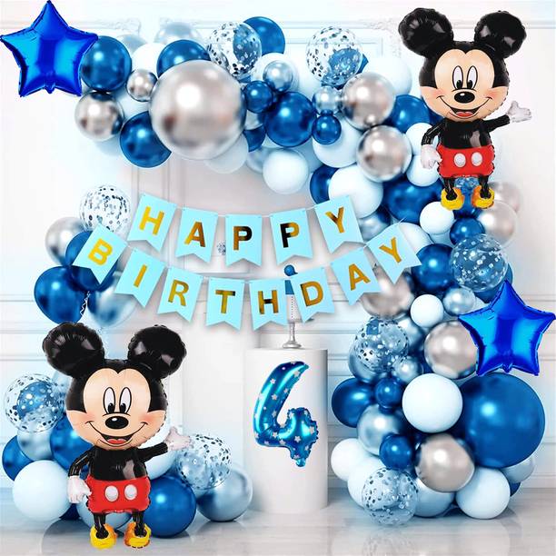 Choice Corner Mickey Mouse 4 Year Theme Birthday Decoration Kit Combo for Kids Party