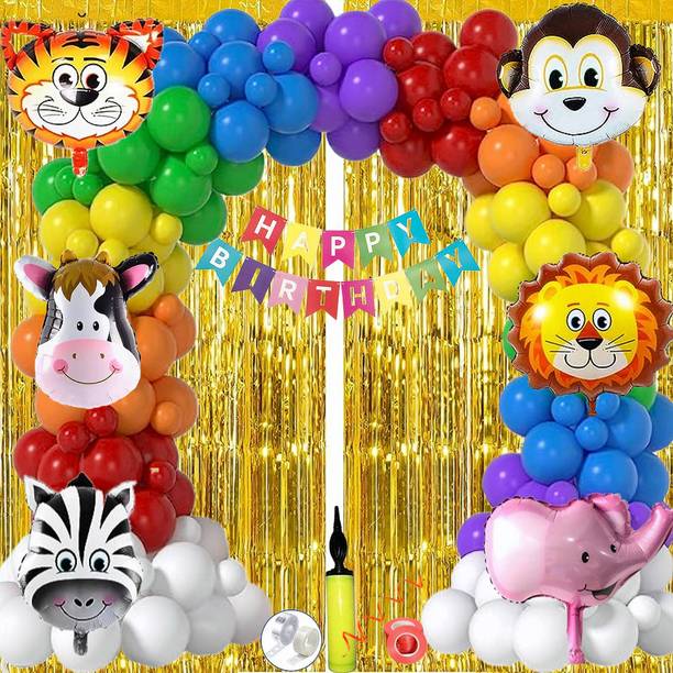 Anita Enterprises Delectable Multicolor Packet of Jungle Safari Theme for Happy Birthday