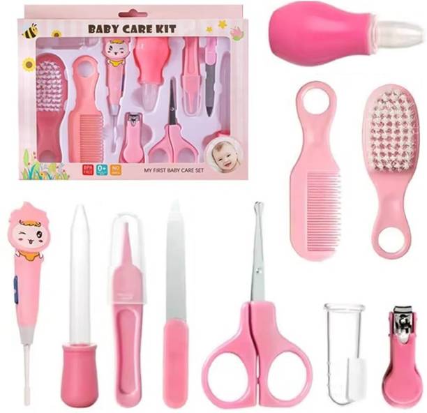 AXU TRADERS Premium 10 Pcs Health Care Kit for Baby Kids Nail Thermometer Grooming Brush 2.0 Manual Nasal Aspirator