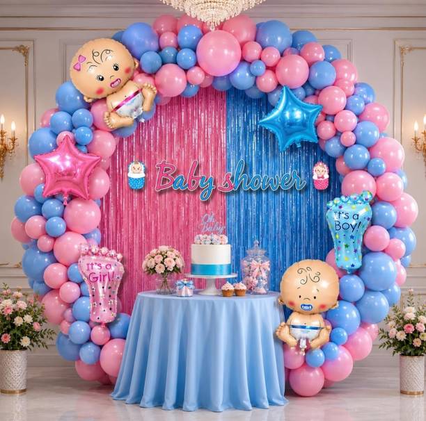 DREAM PARTY DECOR Royal "Blue & Pink " Baby shower theme decoration combo kit