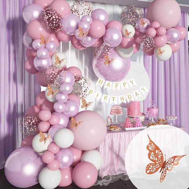 Inispire2Fashion Happy birthday gorgeous pink theme decoratin set for your kids.