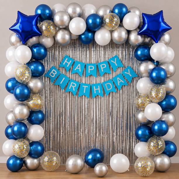 Party Craft Birthday Decoration Kit | Blue Silver White Balloon Decoration Kit