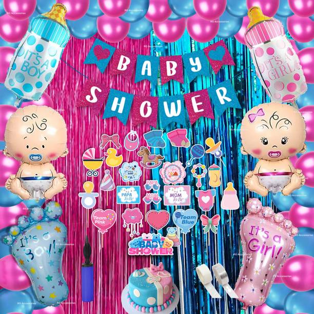 R G ACCESSORIES Baby Shower Decoration Items 90 Pcs Kit Baby Shower Combo
