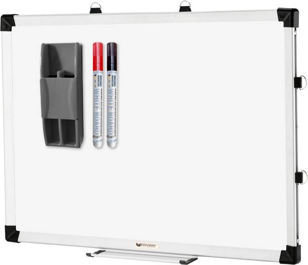 Eduway 1.5x2 Ft Non-Magnetic White Board with Duster, 2 Markers & Tray (4 Pc Set)- White board