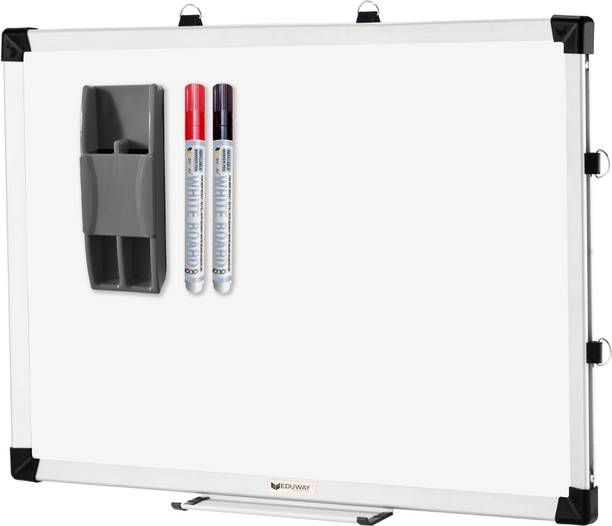 eduway 2x2 ft non magnetic white board duster 2 markers tray 4 pc set
