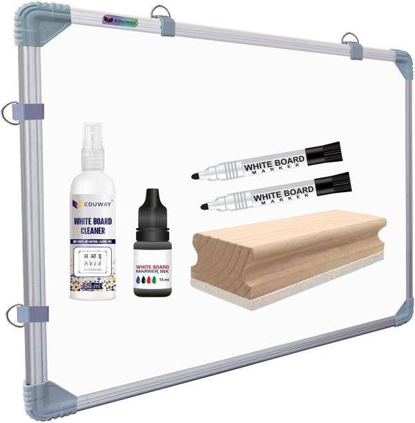 Eduway 3x2 Ft Whiteboard Combo Kit| 2 Marker, 1 Duster, 1 Marker Ink, 1 Cleaner Spray White board