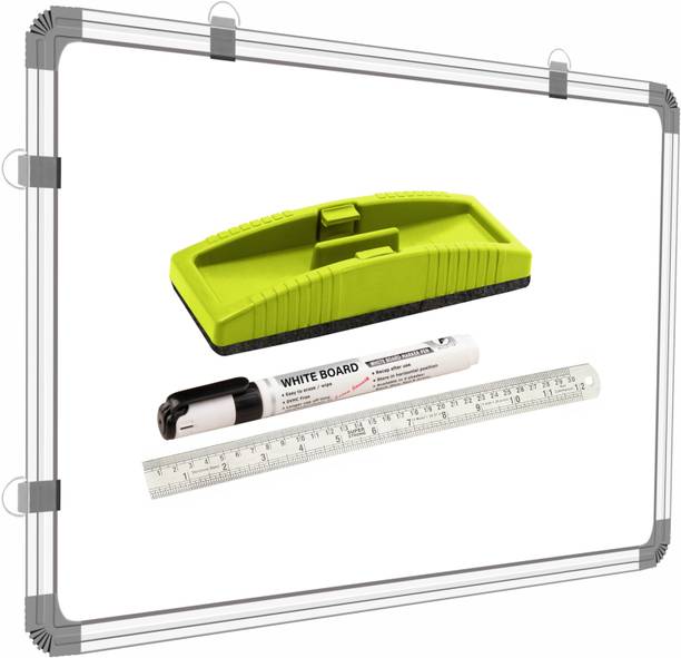 CraftXpress 3x4 Ft, Double-Sided Writing Whiteboard+Marker,Duster+ 30cm Ruler White board