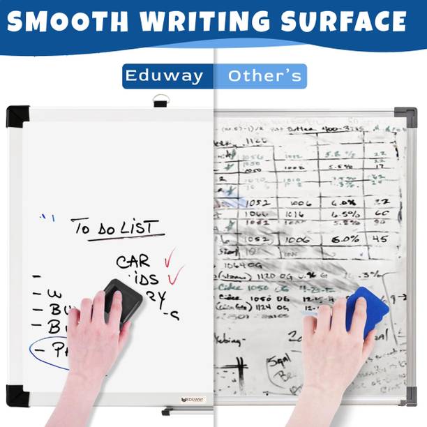 eduway 2x3 ft non magnetic white board duster 2 markers tray 4 pc set