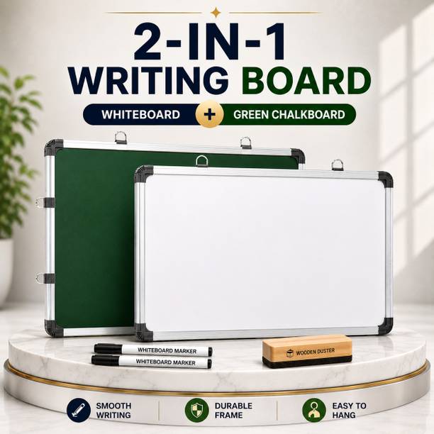 ELLEXIA Non Magnetic Melamine Dual-Sided Writing Whiteboard(1.5x2 Ft.)Combo of 4 Items– 2Marker & 1Duster with Whiteboards