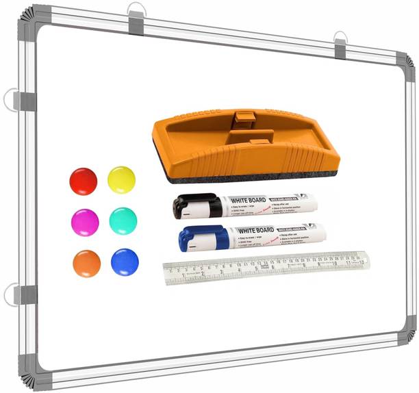 DeskFlex 3x4 Ft Magnetic Whiteboard, 6 Magnet, 2 Markers,30cm Scale & Duster for Office White board