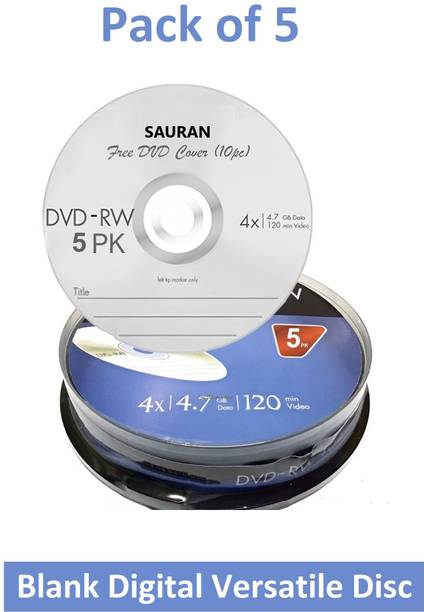 Sauran CD Rewritable Pack of 5 Blank Digital Versatile Disc DVD 4.7 GB