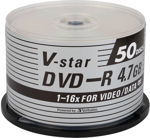 Verbatim DVD Recordable Vstar MDMR4CB50 Pack of 50 Disc Spindle Box Speed 16x 4.7 GB