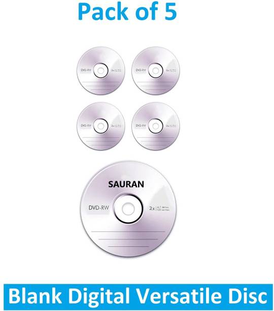 Sauran DVD Rewritable Pack of 5 Blank Digital Versatile Disc Ultra Clear DVD 4.7 GB