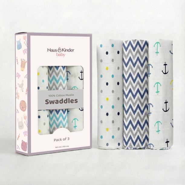 haus & kinder Printed Crib Swaddling Baby Blanket for  All Season