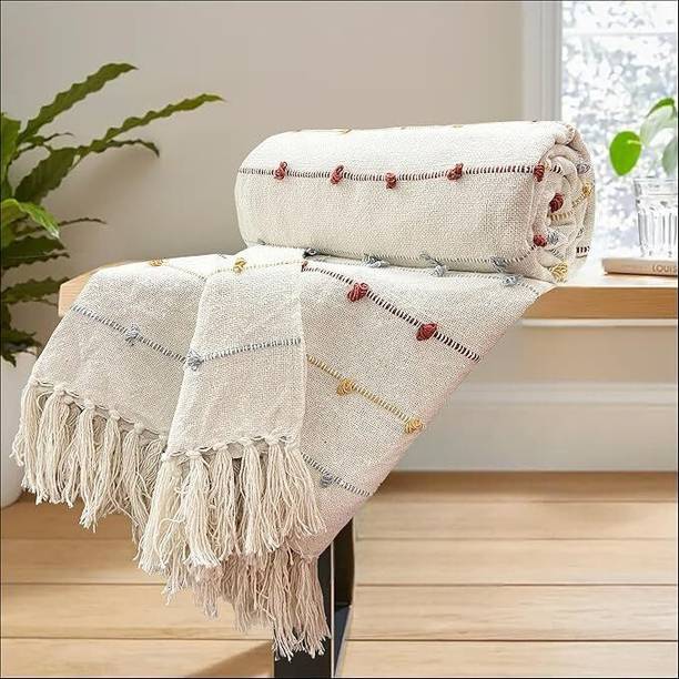 Juctos Embroidered Single Throw for  AC Room