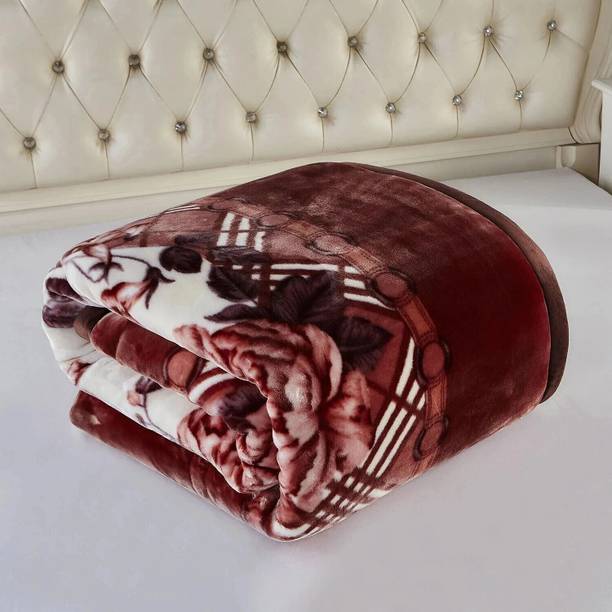 HOLYKRAFT Floral Double Mink Blanket for  Heavy Winter