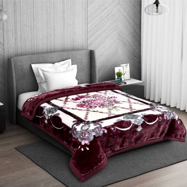 SIGNATURE Floral Single Mink Blanket for  Heavy Winter