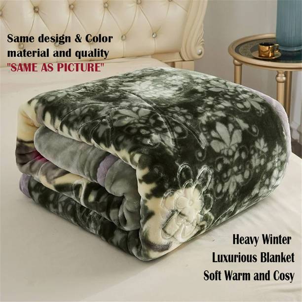 HOLYKRAFT Self Design Double Mink Blanket for Heavy Wi...