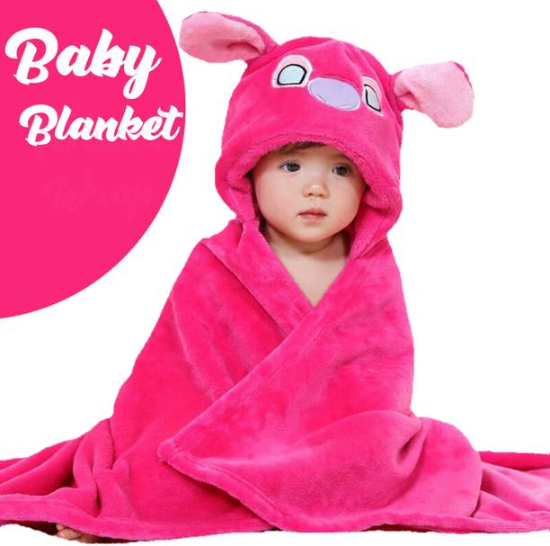 Pandaoriginals Solid Single Hooded Baby Blanket for  AC Room