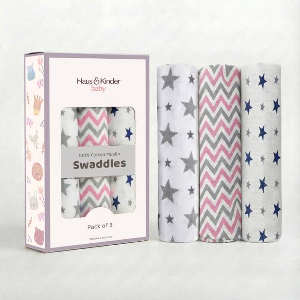 haus & kinder Printed Crib Swaddling Baby Blanket for  All Season