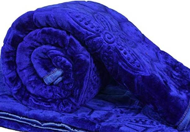 PHF Self Design Single Mink Blanket for  Heavy Winter