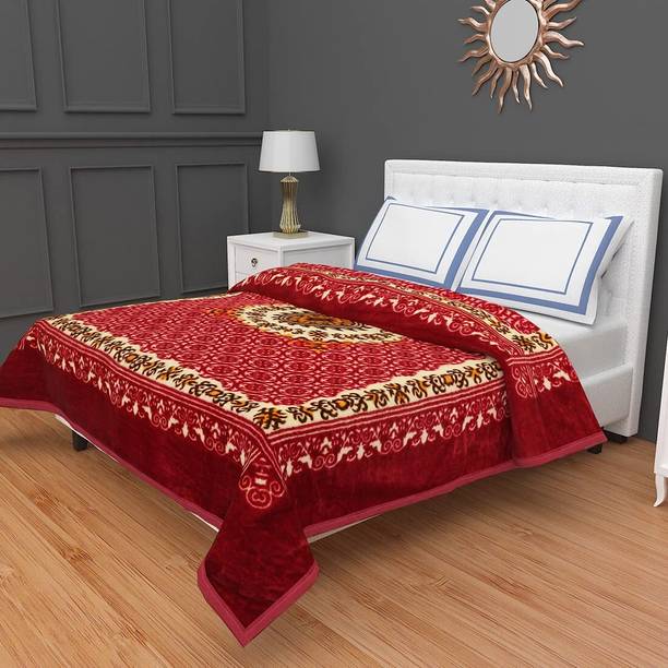 COZYEXPORTS Floral Double Mink Blanket for  Mild Winter