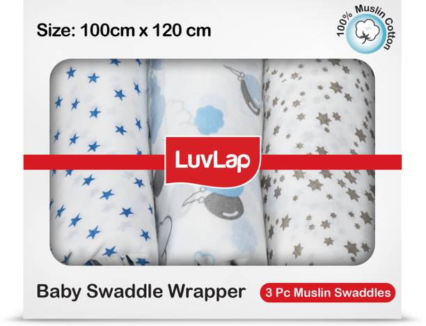 LuvLap Printed Single Swaddling Baby Blanket for  AC Room