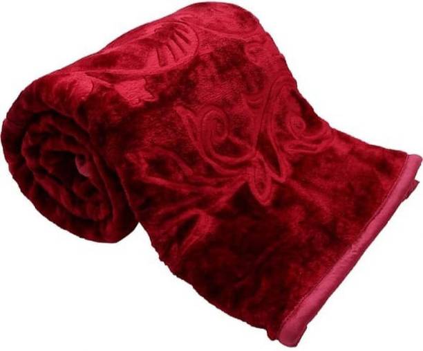 PHF Self Design Single Mink Blanket for  Heavy Winter