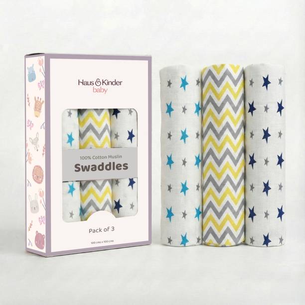 haus & kinder Printed Crib Swaddling Baby Blanket for  All Season