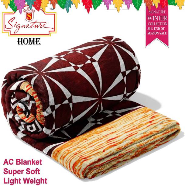 Signature Floral, Motifs, Printed, Solid, Embroidered, Geometric, Self Design Double AC Blanket for  AC Room