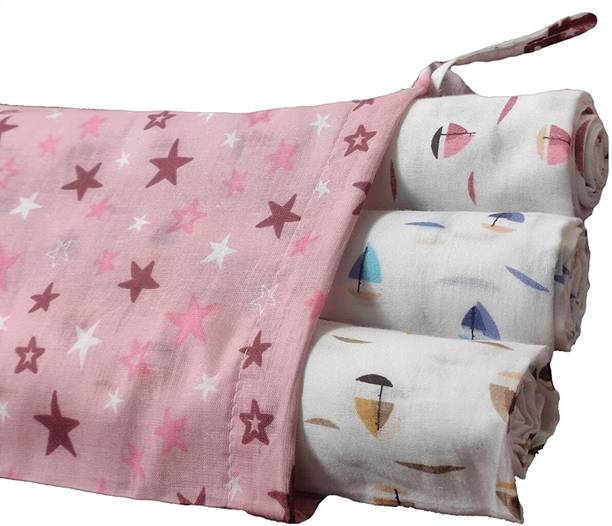 Trance Home Linen Printed Crib Swaddling Baby Blanket for  AC Room