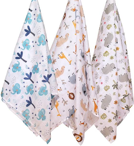 Trance Home Linen Printed Crib Swaddling Baby Blanket for  AC Room