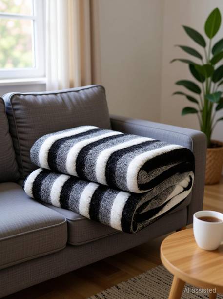 Huemic Striped Single Thermal Blanket for Mild Winter