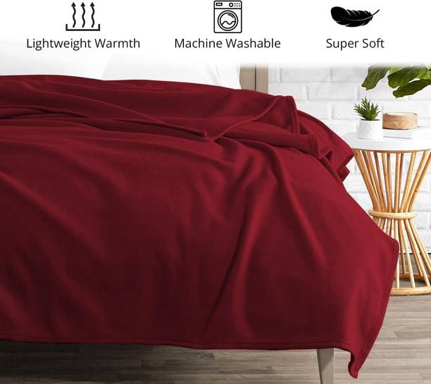 komfey Solid Double Fleece Blanket for  Heavy Winter
